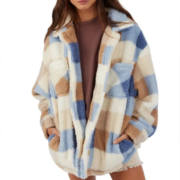 O'Neill Heath Plaid High Pile Fleece Jacket, winter white - Picture 7 of 13